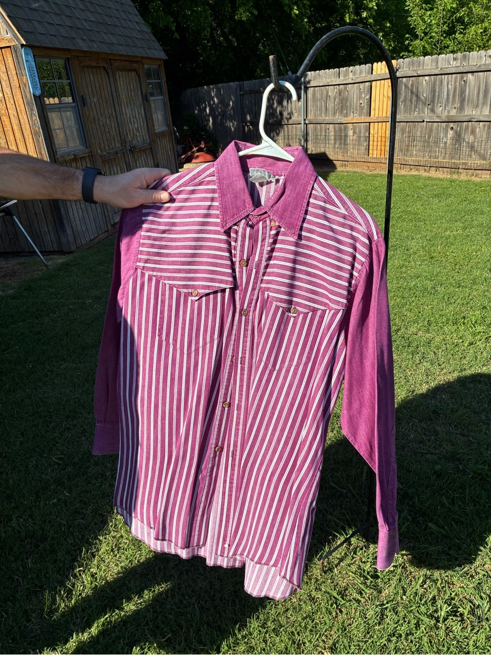 Men's Purple Striped Long-Sleeve Button-Down Shirt